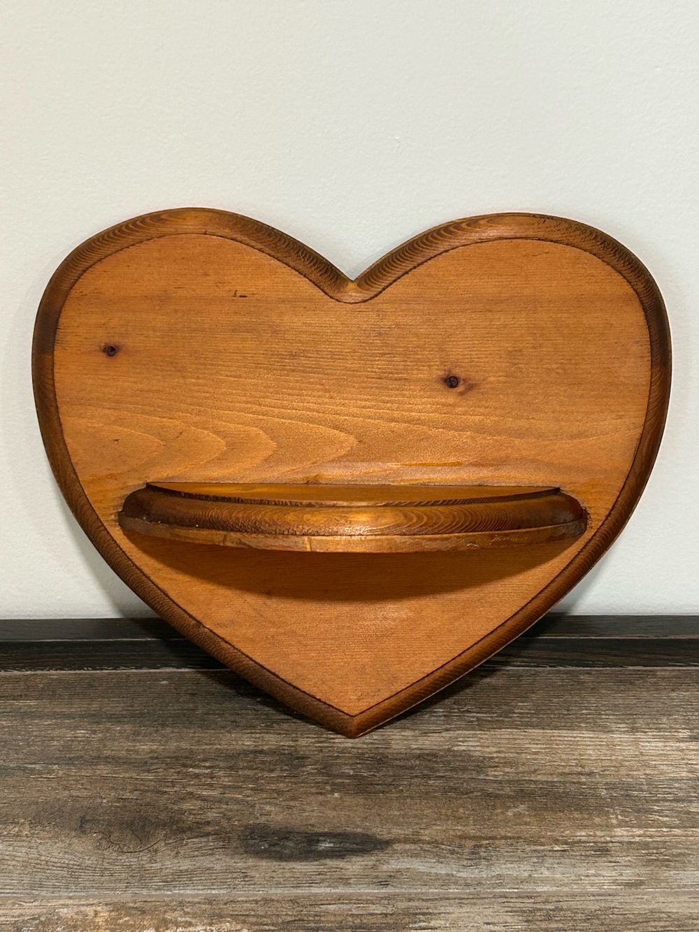Vintage Cottage Core Style Heart Shaped Solid Wood Wall Shelf